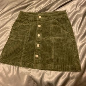 Olive green button up skirt
